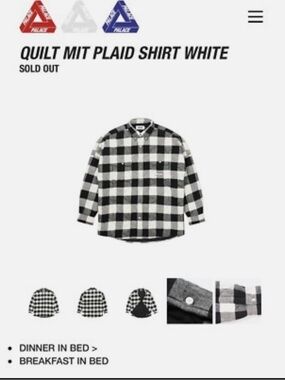 PALACE Quilt MIT Plaid Button-Down Shirt Jacket - Size Small